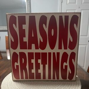 Seasons Greetings Red and White Holiday Sign